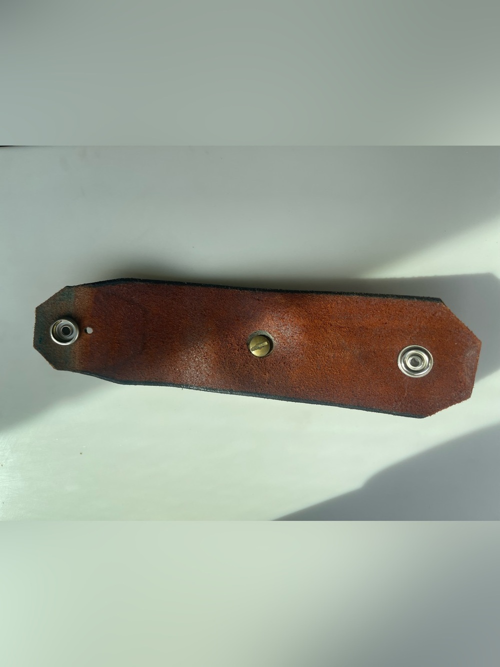 Vintage Leather Cuff Brass Floral Concho 70s Artisan - Picture 6 of 8